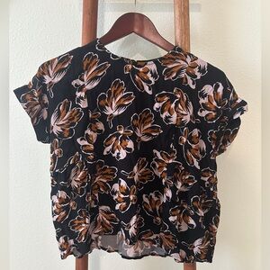 Madewell Cuffed-Sleeve Shirred Top in Duskblossom